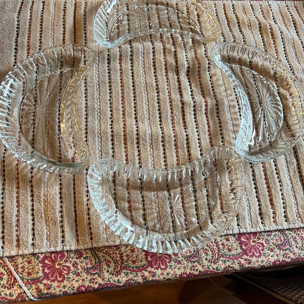 Vintage Crescent moon glass dishes set of 4